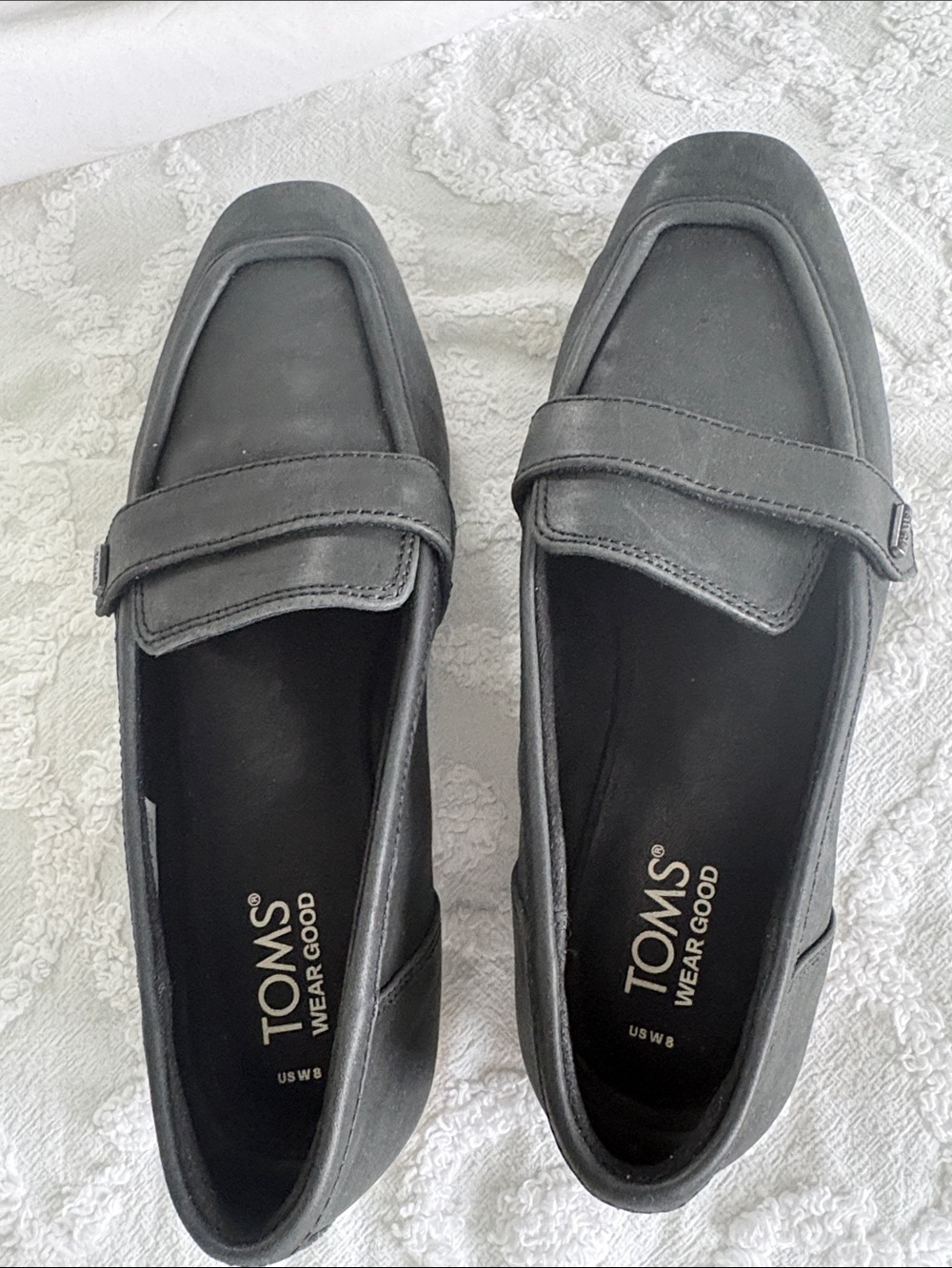 TOMS Women’s Black Square-Toe Penny Loafers
